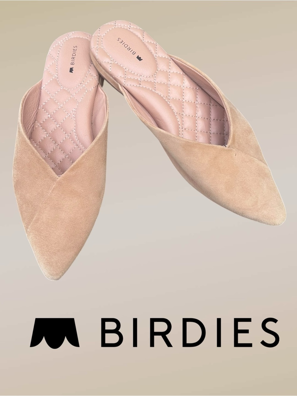 Birdies The Swan Pointed Toe Slip On Mules Golden Oak Suede Size: 7 Shoes Flats